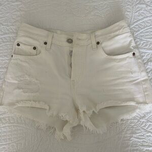 Levi’s white distressed shorts